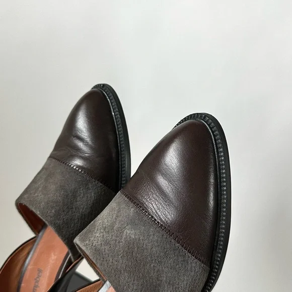 Jeffrey Campbell Chic Brown Loafers Chunky Block Heel ‘Shriver’ D’Orsay Style-8 - Picture 7 of 13